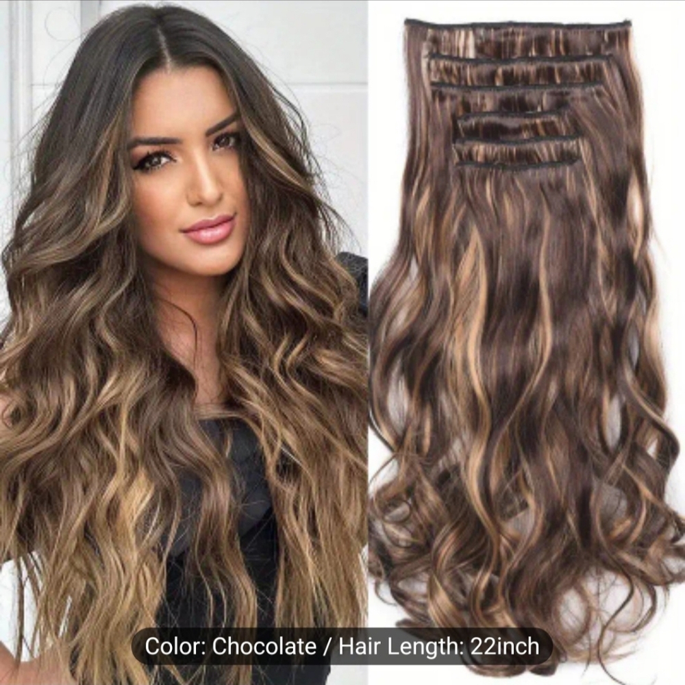 Chocolate Brown clip on Hair Extensions